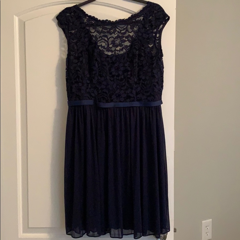 Navy Blue David’s Bridal bridesmaid dress